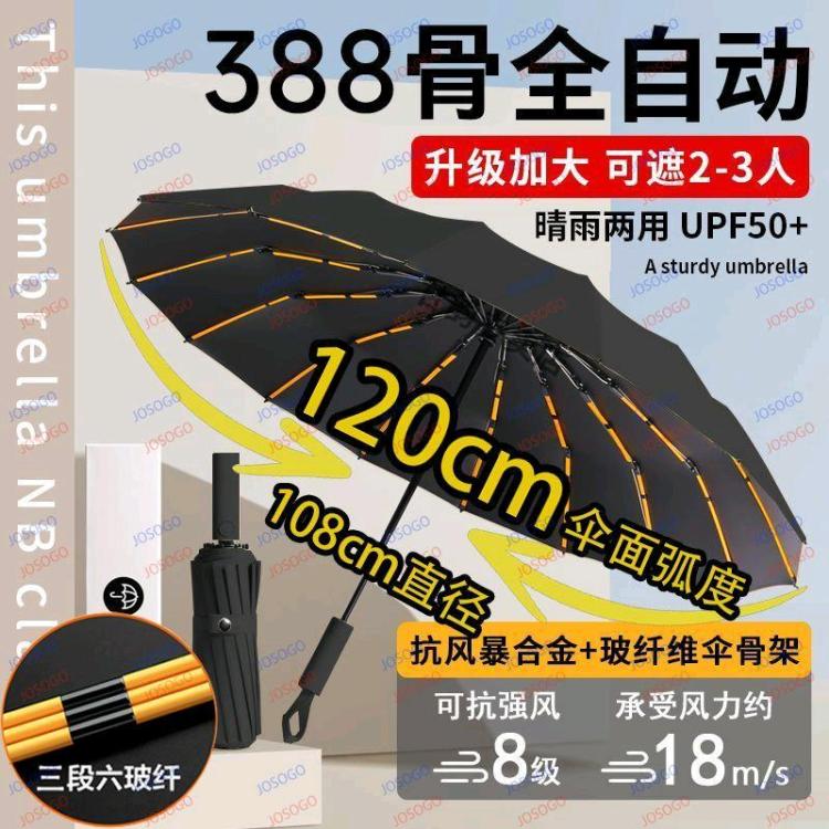 黑色全自动雨伞面积大2人可用